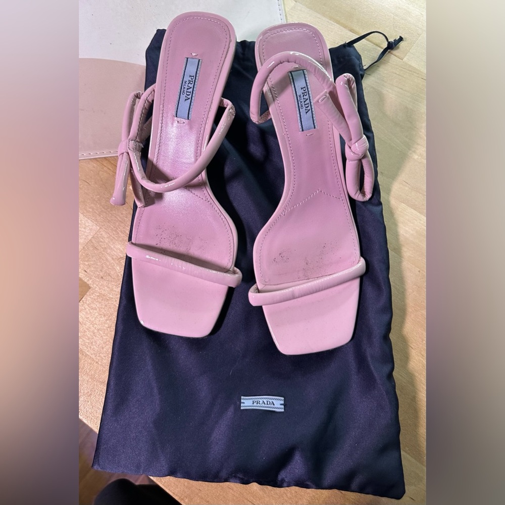 Prada Calzature Donna Heeled Bow Tie Sandals - Picture 2 of 4